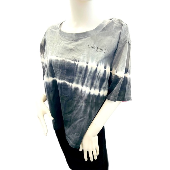 Bebe Sport Tops - NWT Gray and Black Tie Dye Bebe Sport Crop Top Size 2X